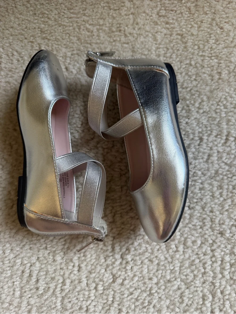 Nina Girls Silver Cross-Strap Dress Flats